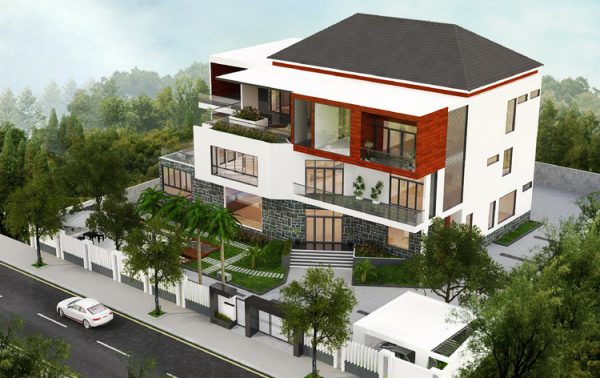 Mẫu biệt thự 100m2 mái thái hiện đại