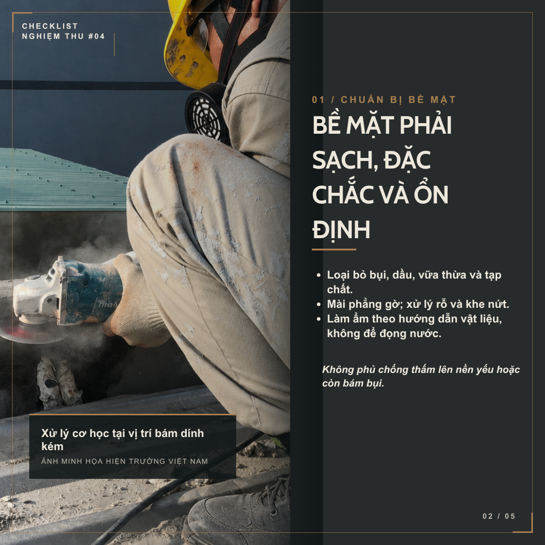 Xử lý bề mặt trước khi thi công chống thấm nhà vệ sinh