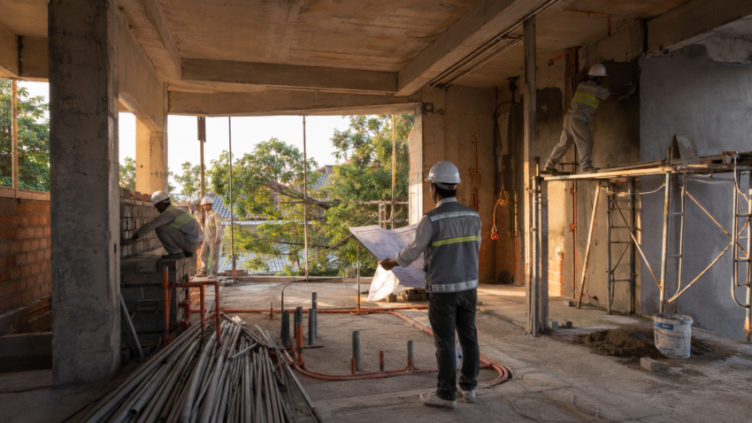 Kỹ sư kiểm tra các hạng mục đang thi công tại Kasumi House