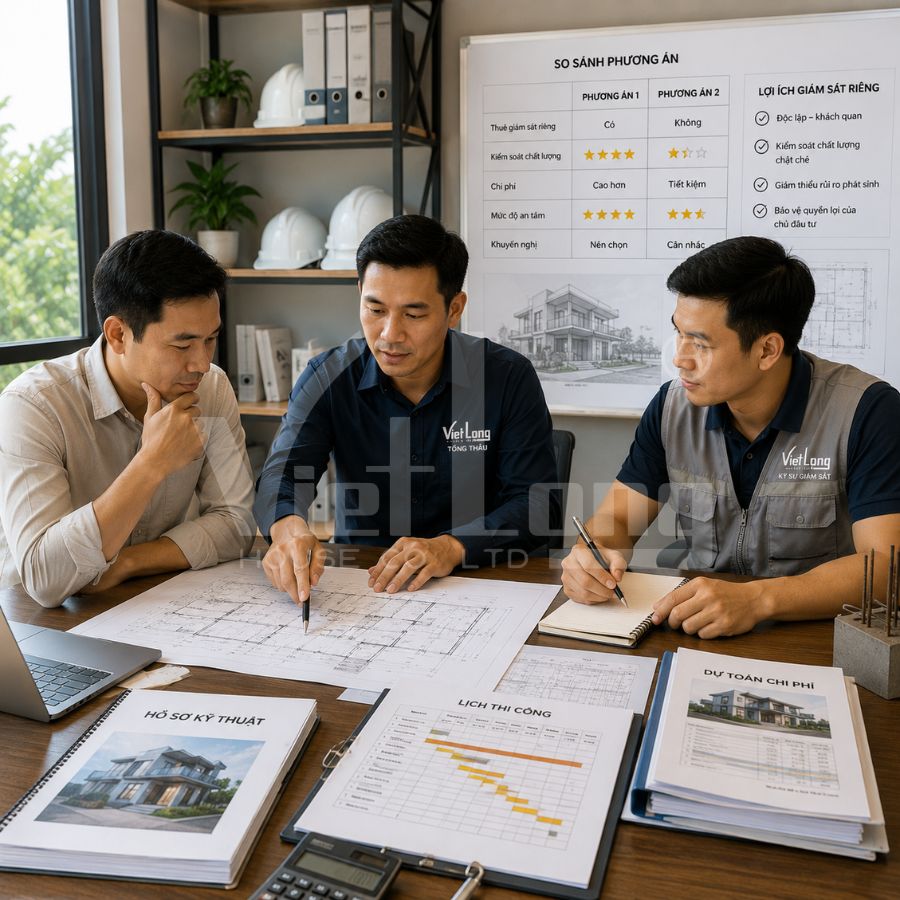 Chủ nhà cân nhắc thuê tổng thầu có cần thuê giám sát riêng