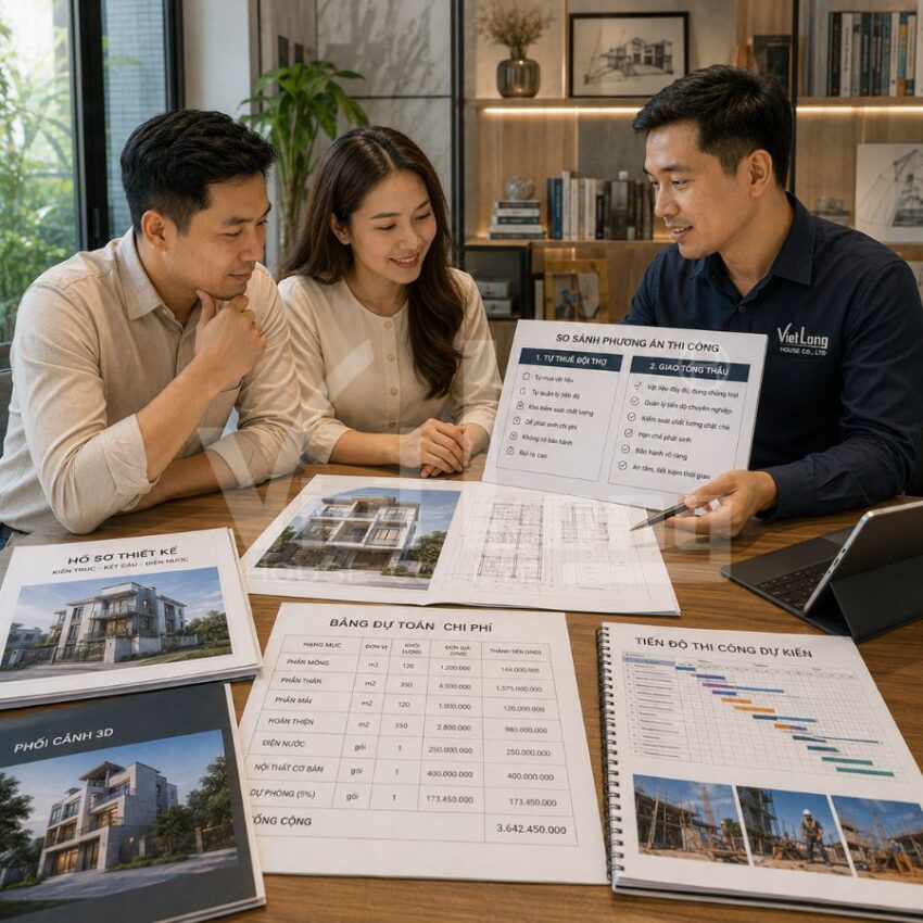 Chủ nhà cân nhắc tự thuê đội thợ hay thuê tổng thầu