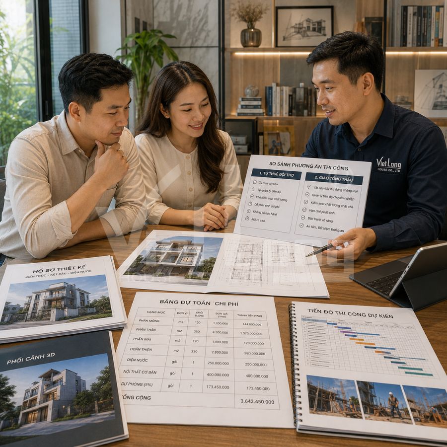 Chủ nhà cân nhắc tự thuê đội thợ hay thuê tổng thầu
