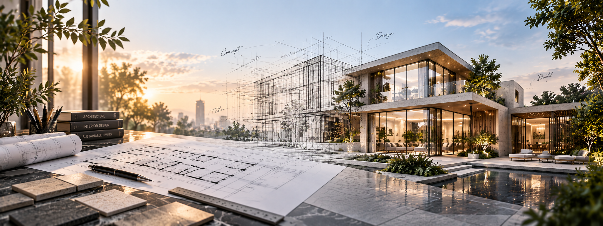 Không gian biểu trưng cho dịch vụ thiết kế công trình của VietLong House